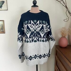 Vintage 90s Adirondack Fair Isle Chunky Knit Sweater